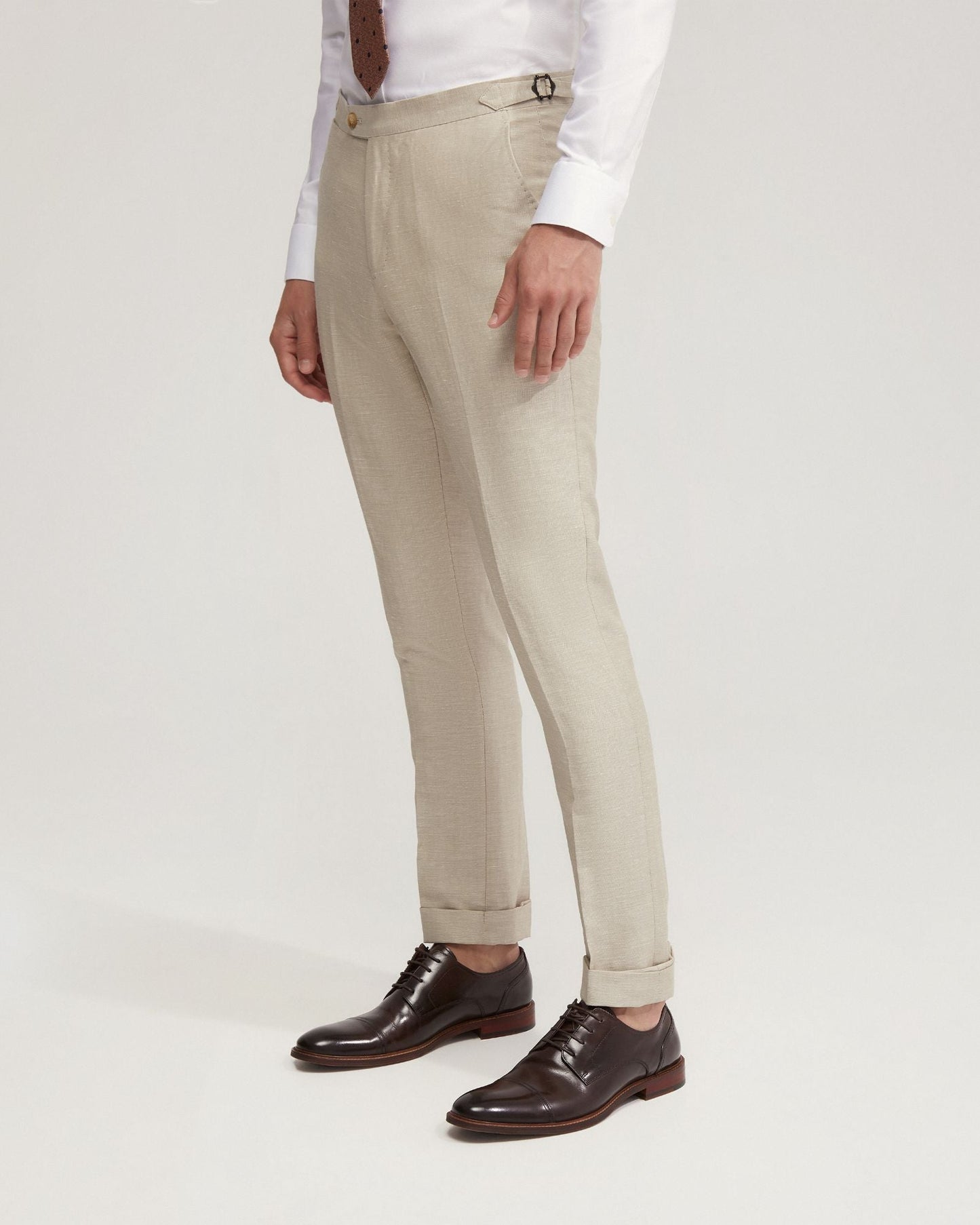 Byron Wool Linen Cuffed Suit Trousers