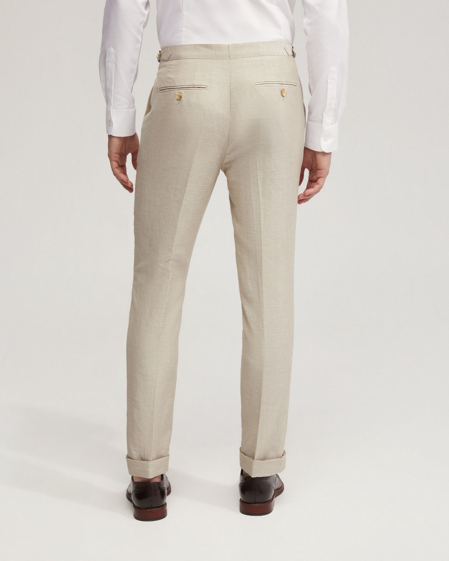 Byron Wool Linen Cuffed Suit Trousers