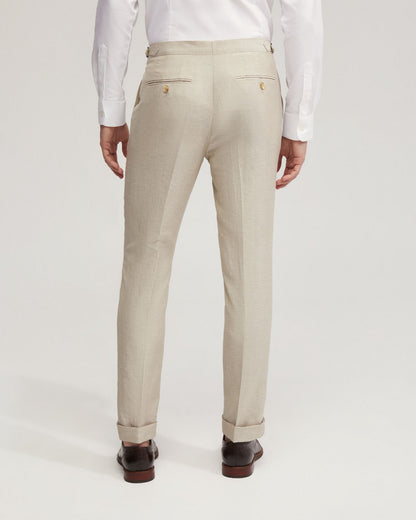 Byron Wool Linen Cuffed Suit Trousers