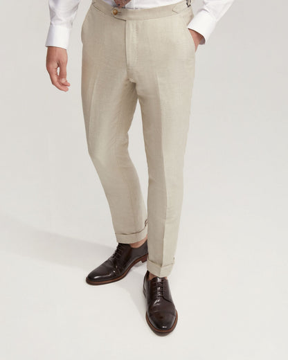 Byron Wool Linen Cuffed Suit Trousers