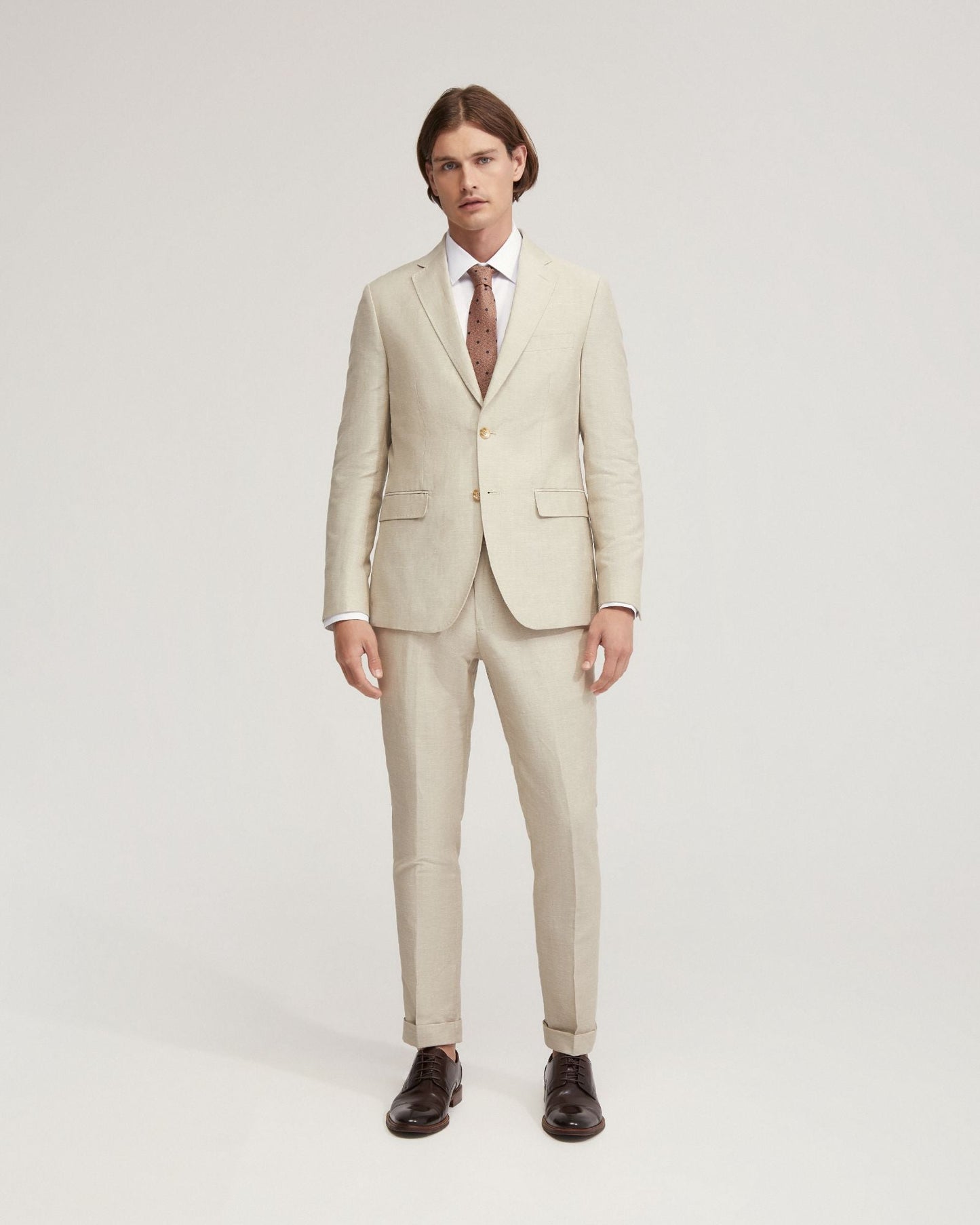 Byron Wool Linen Cuffed Suit Trousers