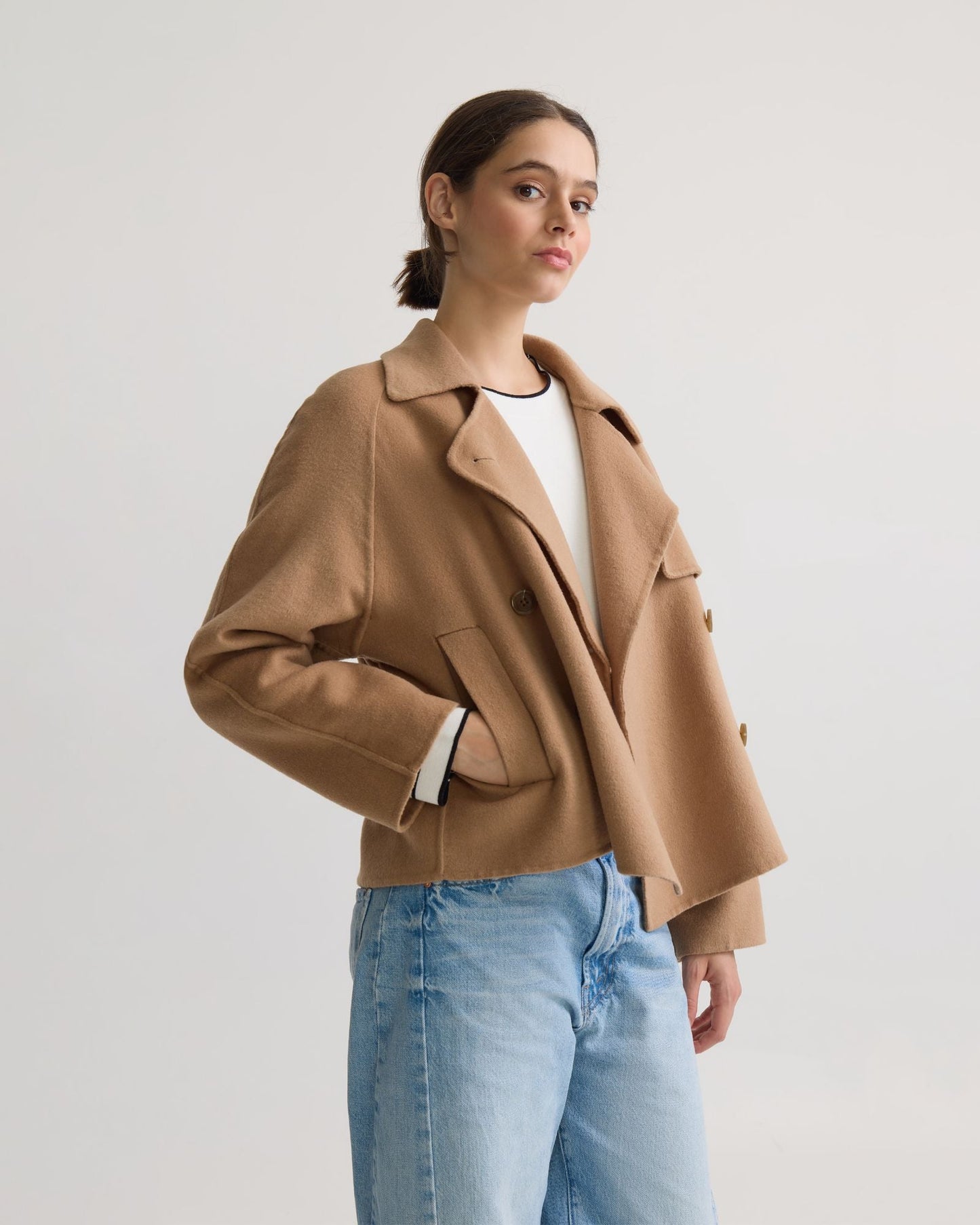 Daisy Wool Crop Trench Jacket