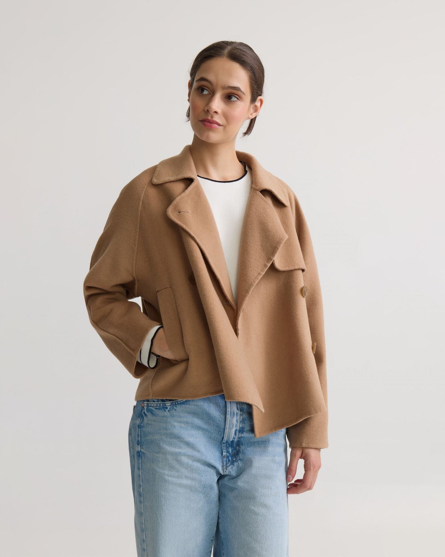 Daisy Wool Crop Trench Jacket