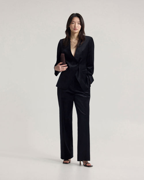 Raffi Velvet Collarless Blazer