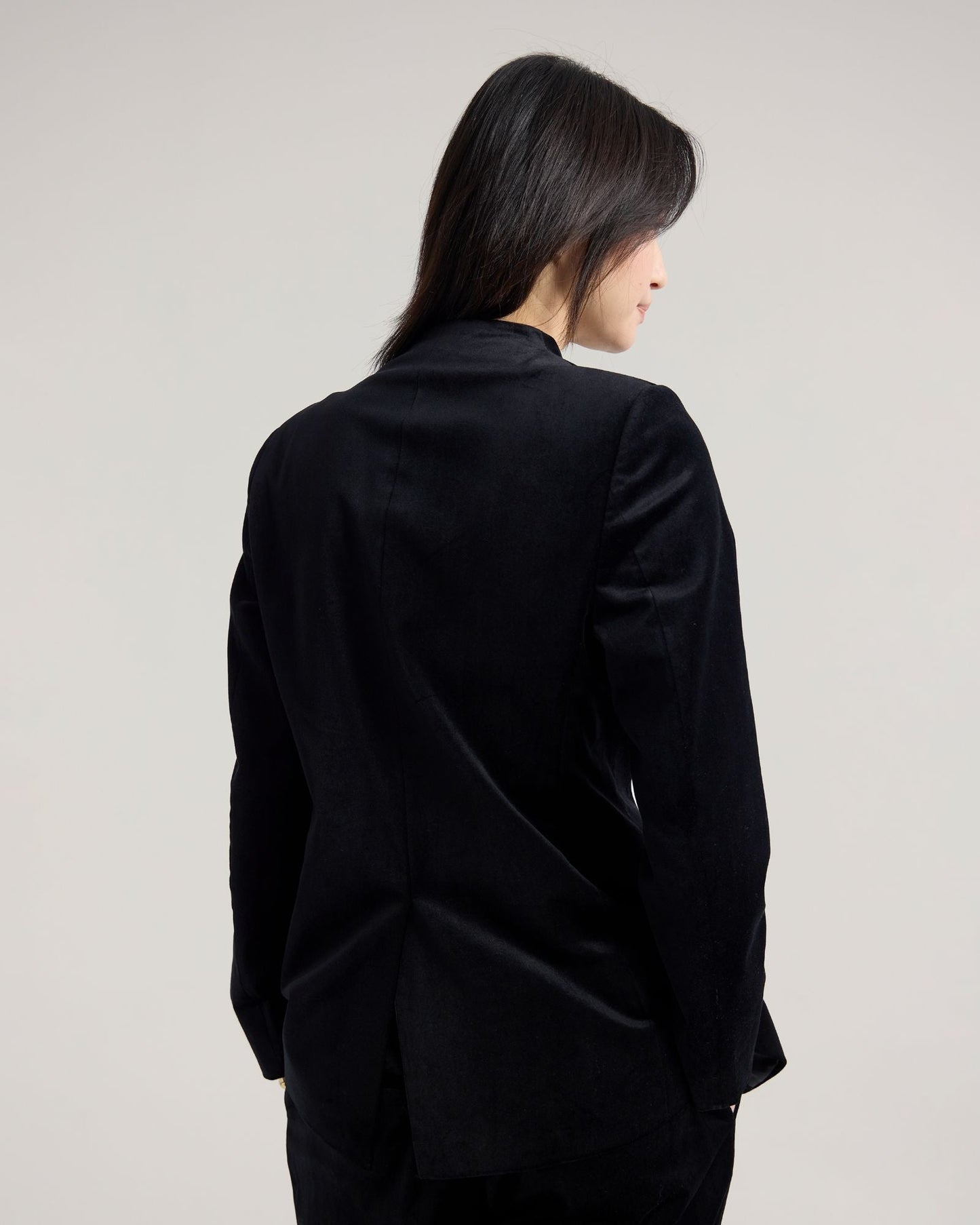 Raffi Velvet Collarless Blazer
