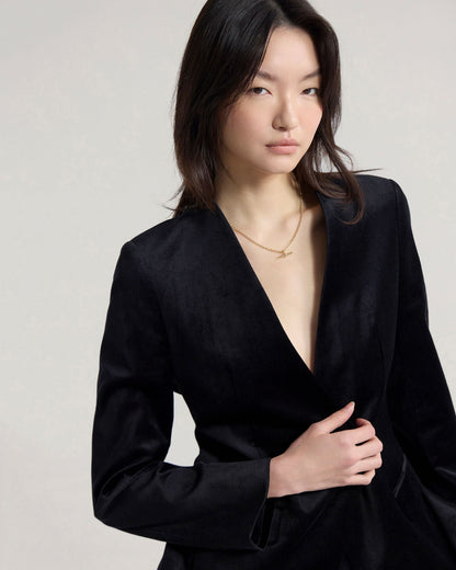 Raffi Velvet Collarless Blazer
