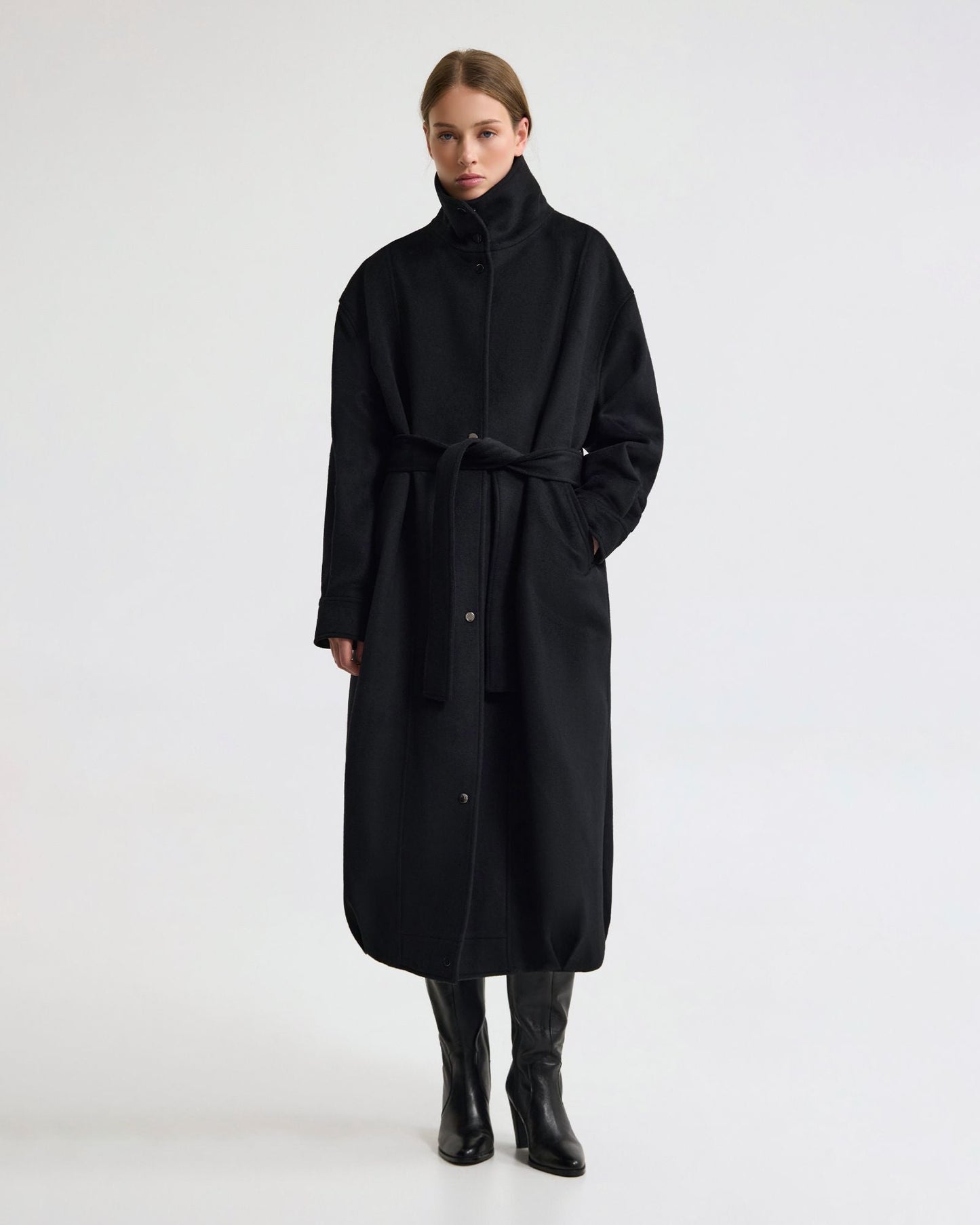 Emily Funnel Collar Wool Blend Coat