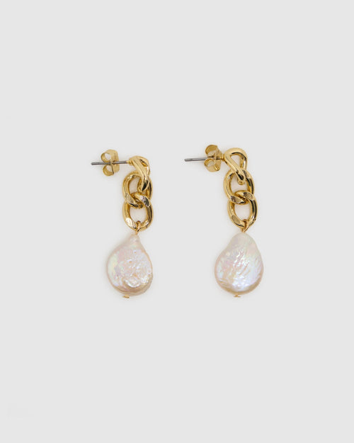 Ash Chain/Pearl Earrings