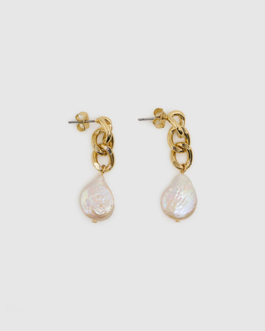 Ash Chain/Pearl Earrings