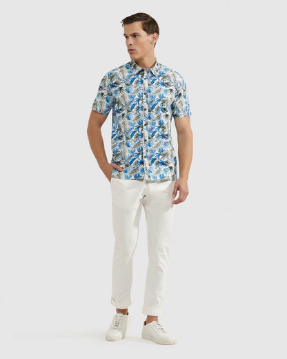 Leyton Linen Cotton Print Short Sleeve Shirt