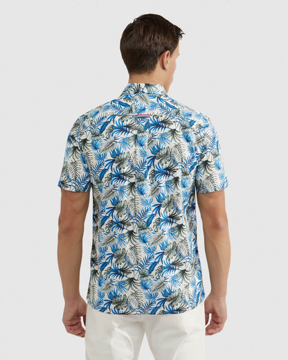 Leyton Linen Cotton Print Short Sleeve Shirt