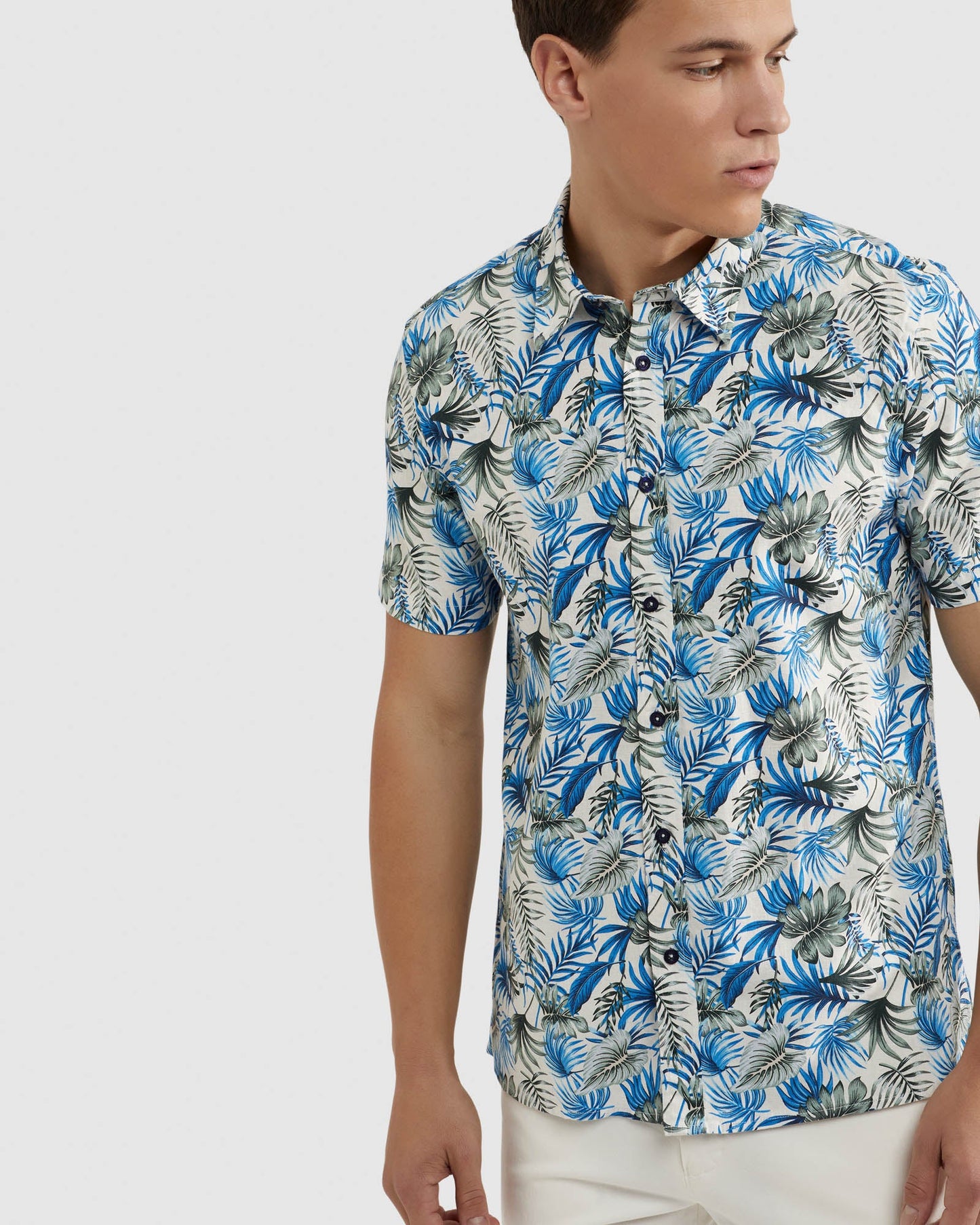 Leyton Linen Cotton Print Short Sleeve Shirt