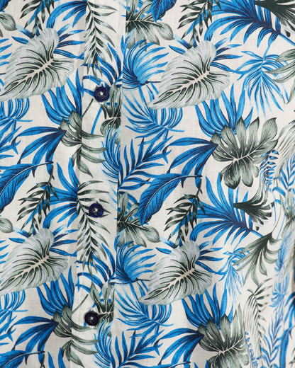 Leyton Linen Cotton Print Short Sleeve Shirt