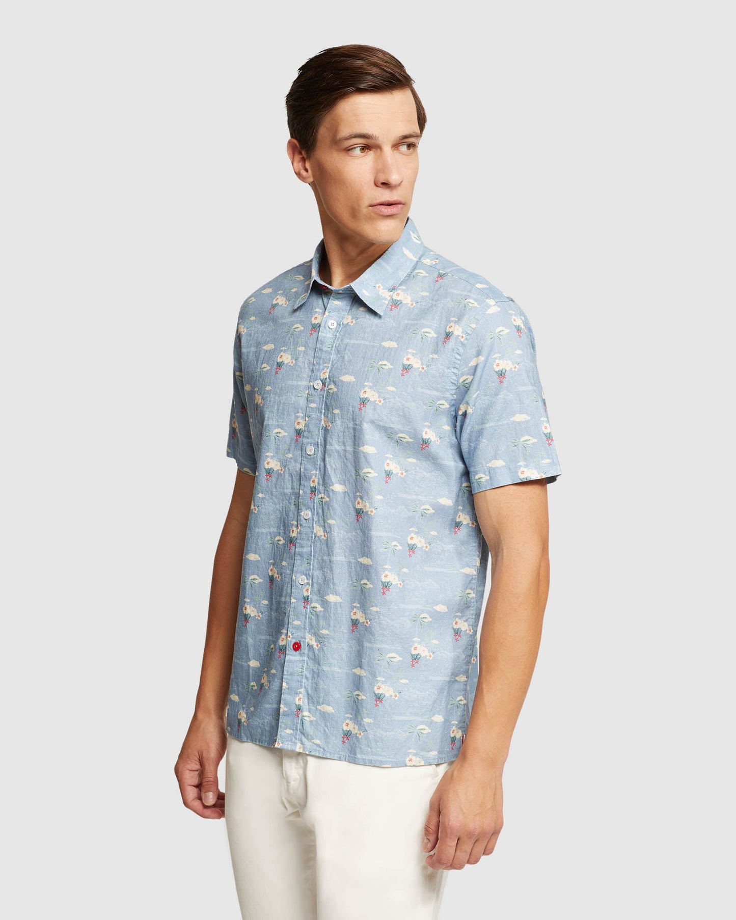 Leyton Linen Cotton Printed Short Sleeve Shirt
