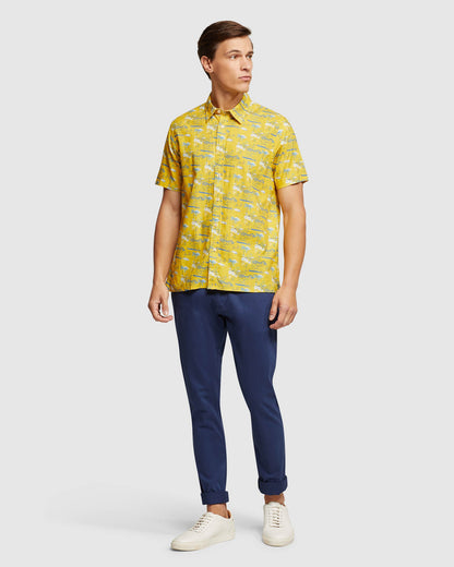 Leyton Linen Cotton Printed Short Sleeve Shirt