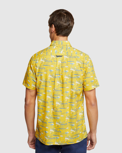 Leyton Linen Cotton Printed Short Sleeve Shirt