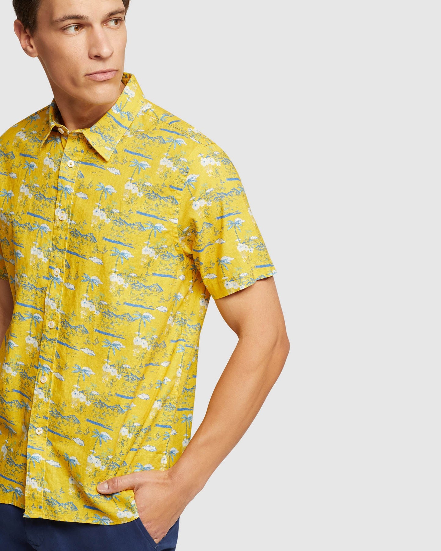 Leyton Linen Cotton Printed Short Sleeve Shirt