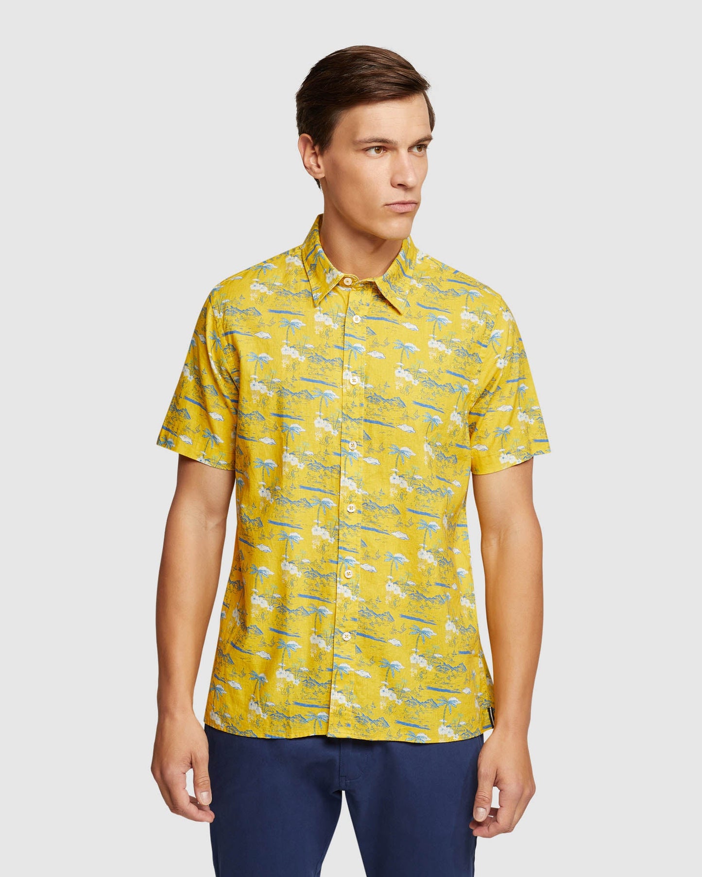 Leyton Linen Cotton Printed Short Sleeve Shirt