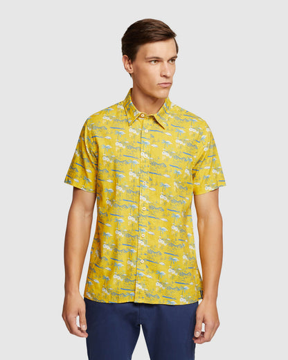 Leyton Linen Cotton Printed Short Sleeve Shirt