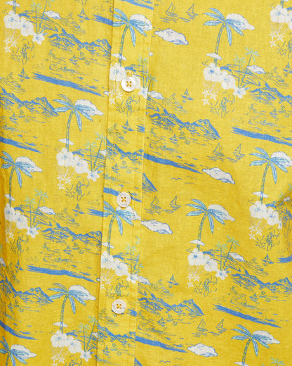Leyton Linen Cotton Printed Short Sleeve Shirt
