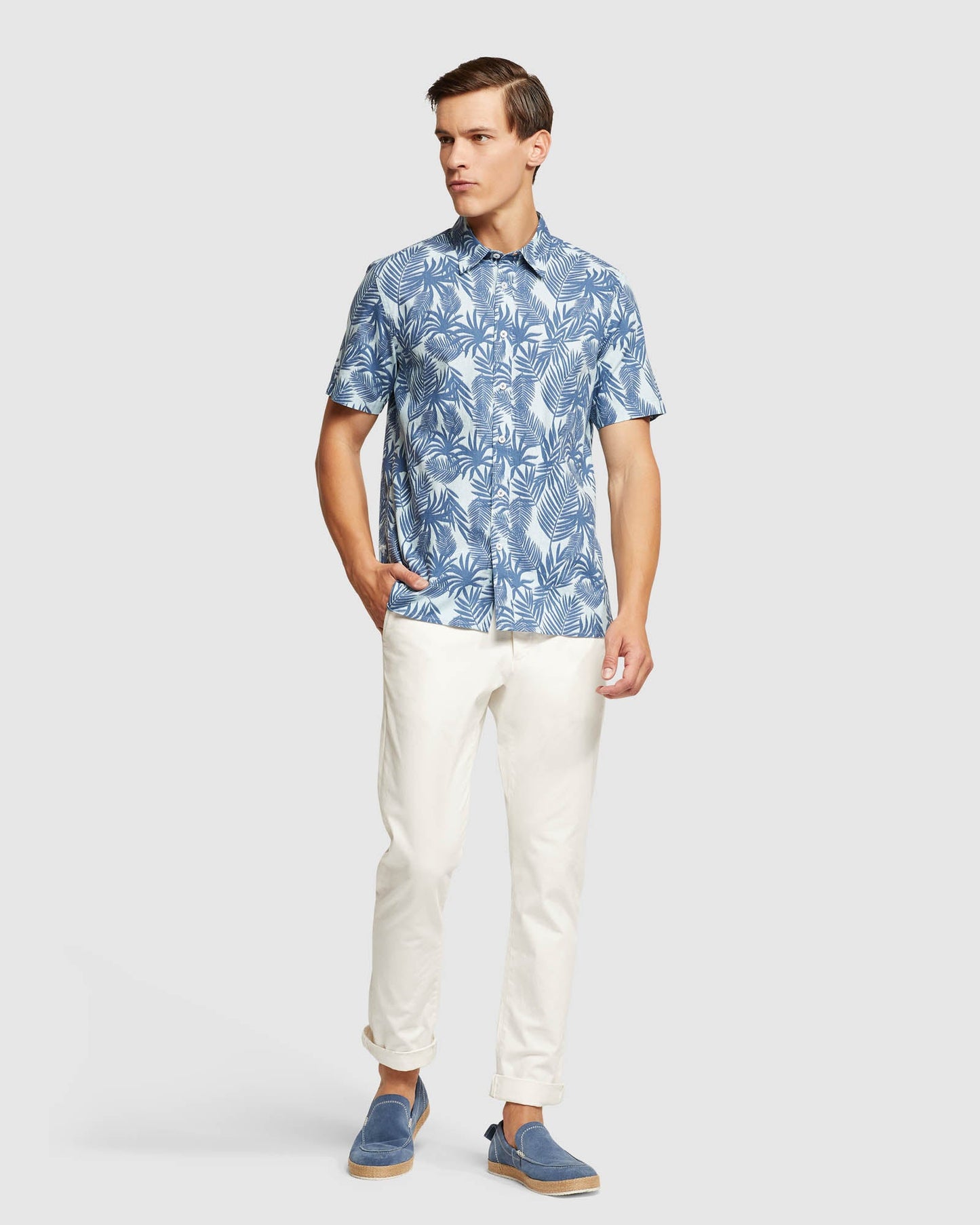 Leyton Linen Cotton Printed Short Sleeve Shirt
