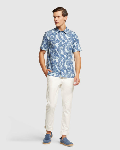 Leyton Linen Cotton Printed Short Sleeve Shirt