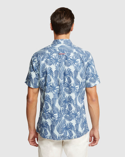 Leyton Linen Cotton Printed Short Sleeve Shirt
