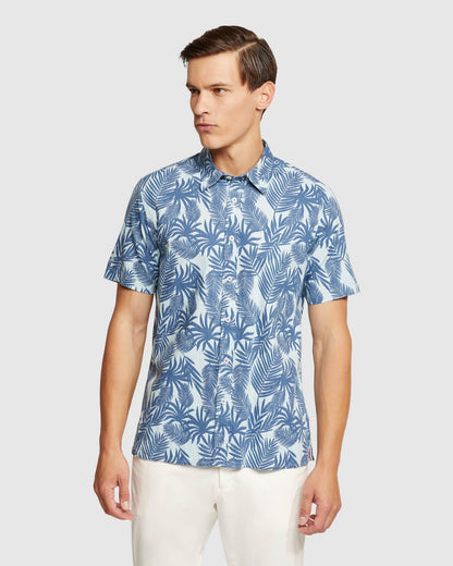 Leyton Linen Cotton Printed Short Sleeve Shirt