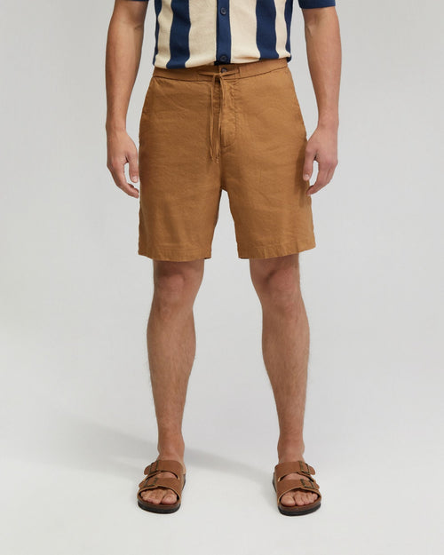 Rocco Zip Front Linen Blnd Shorts