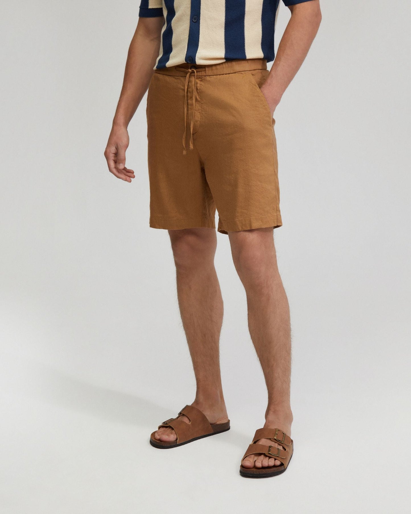 Rocco Zip Front Linen Blnd Shorts