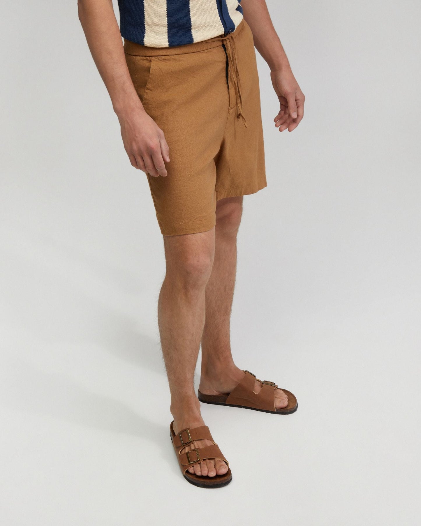 Rocco Zip Front Linen Blnd Shorts