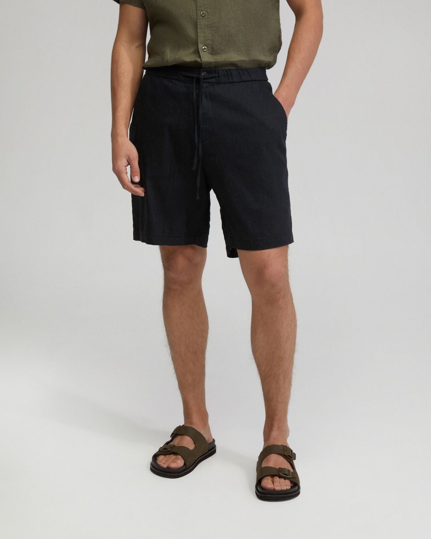 Rocco Zip Front Linen Blnd Shorts