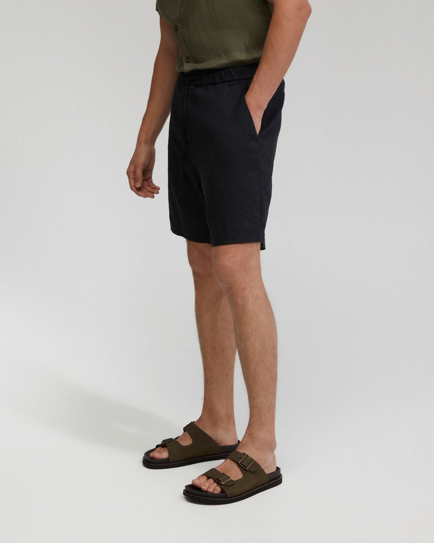 Rocco Zip Front Linen Blnd Shorts