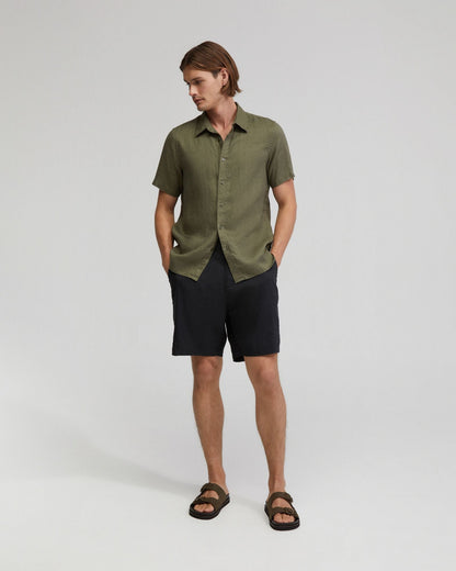 Rocco Zip Front Linen Blnd Shorts