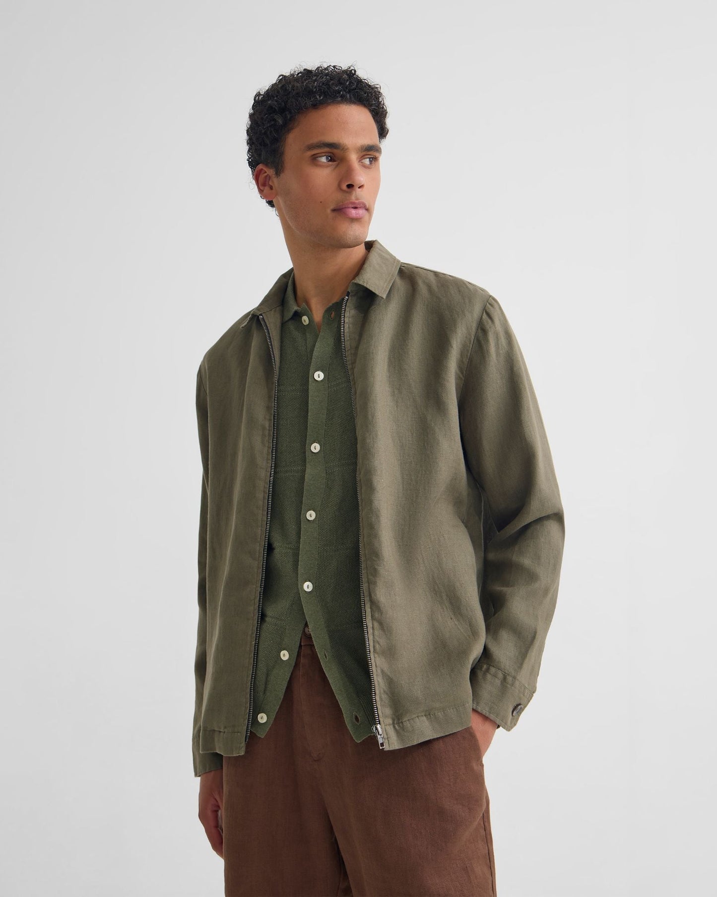 Adem Linen Zip Bomber