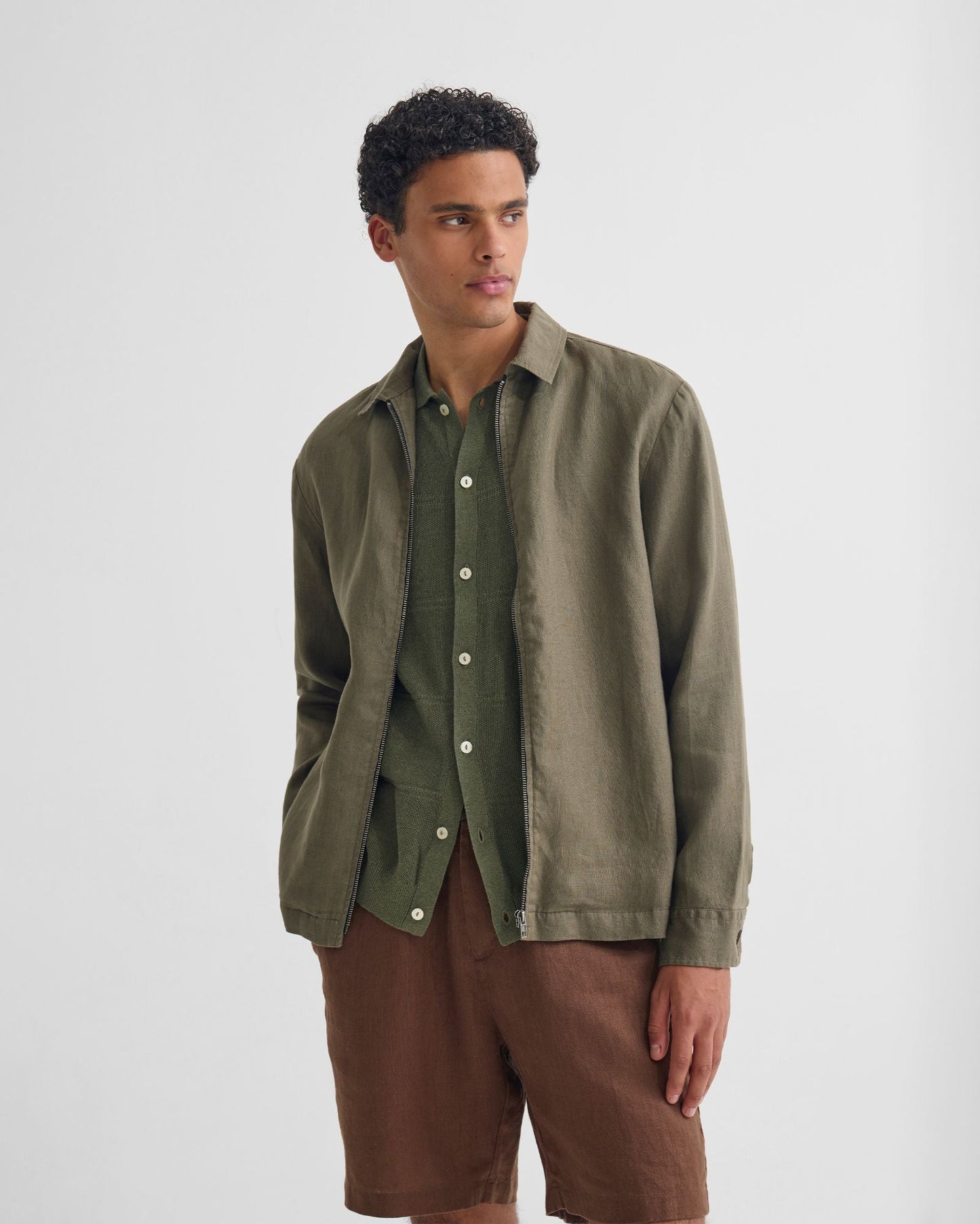 Adem Linen Zip Bomber