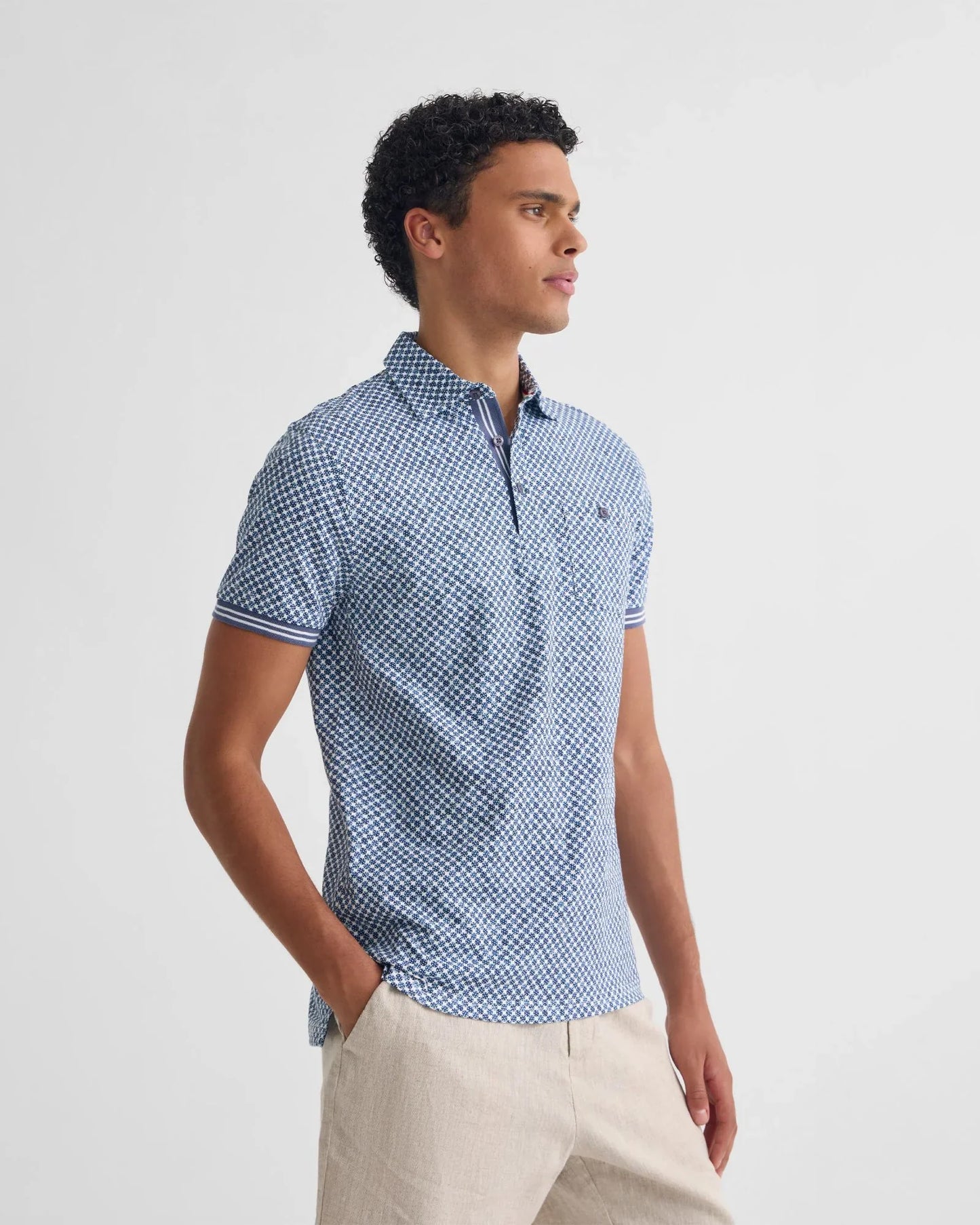 Milo Printed Jersey Polo With Pocket