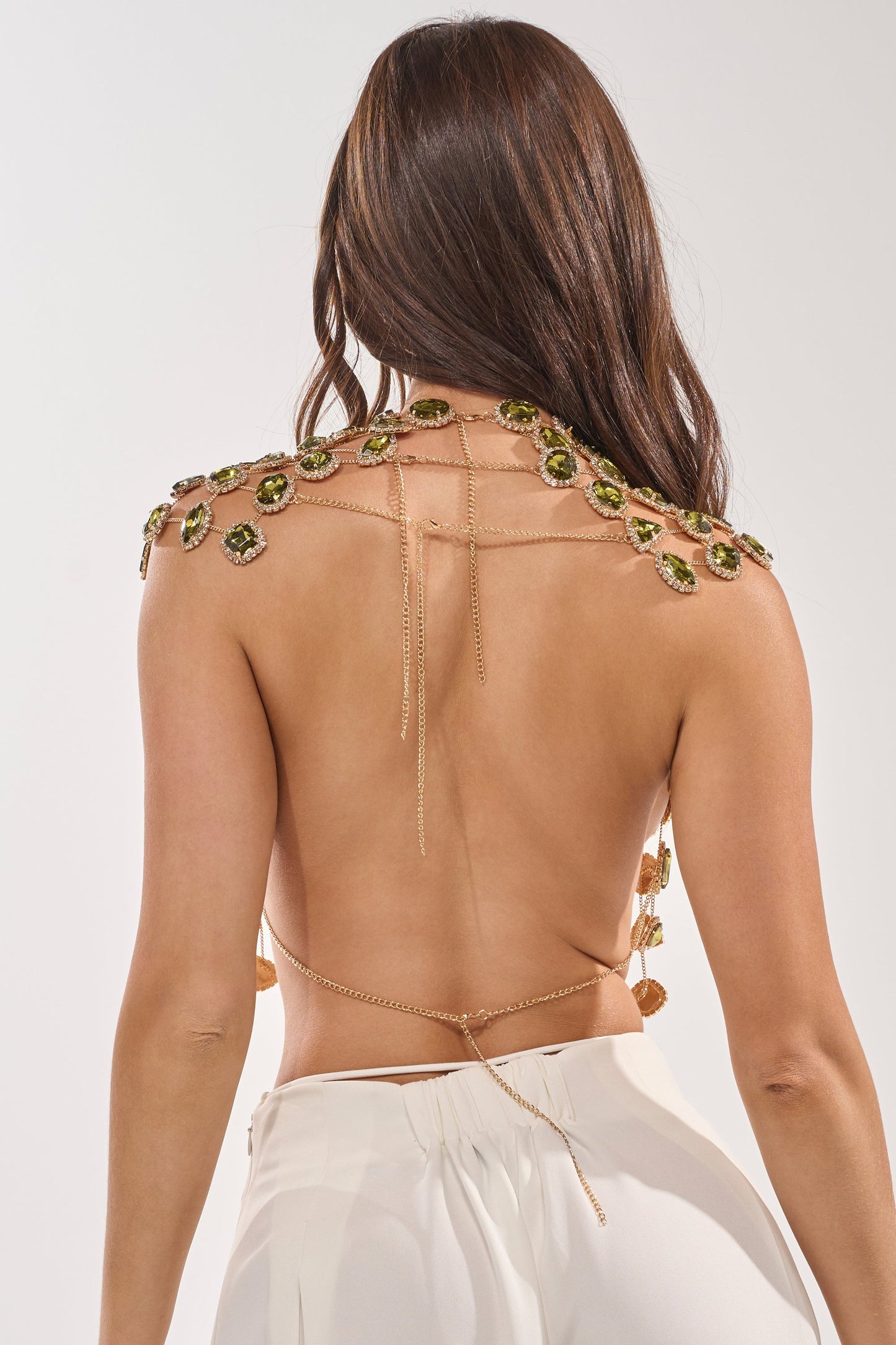 ALL I NEED IS MONEY RHINESTONE CHAIN TOP
