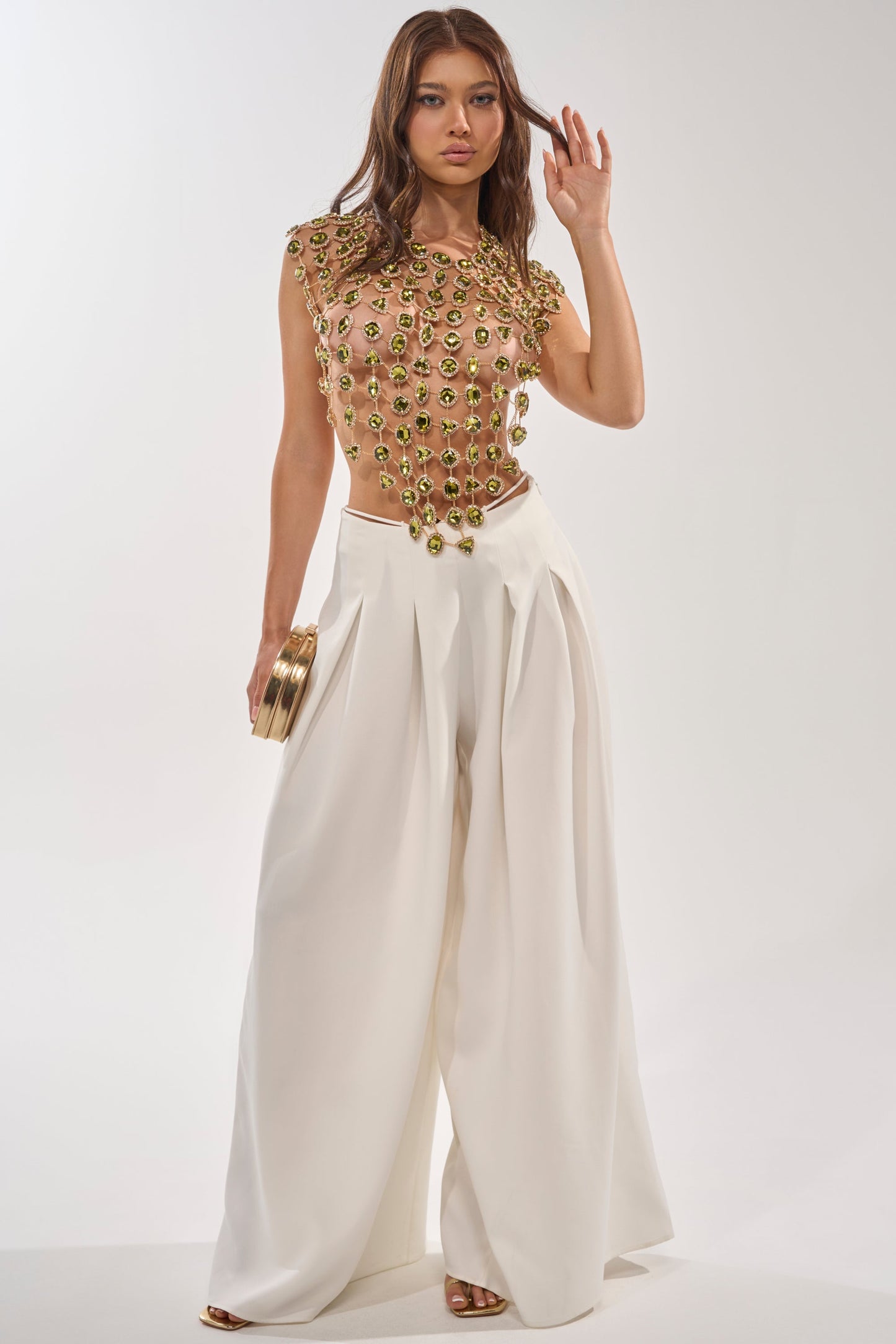 ALL I NEED IS MONEY RHINESTONE CHAIN TOP