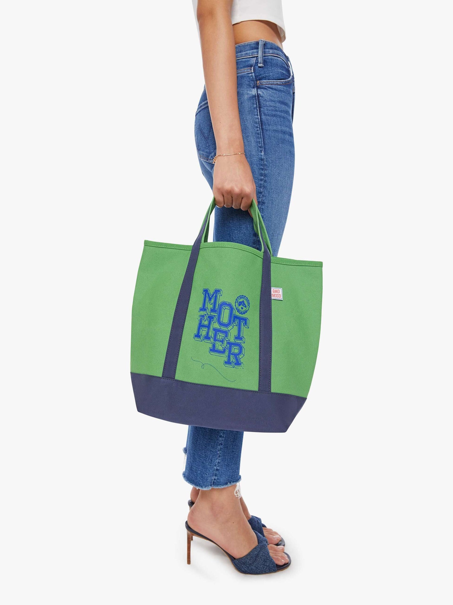 The Canvas Tote Bag - Kelly Green And Cobalt