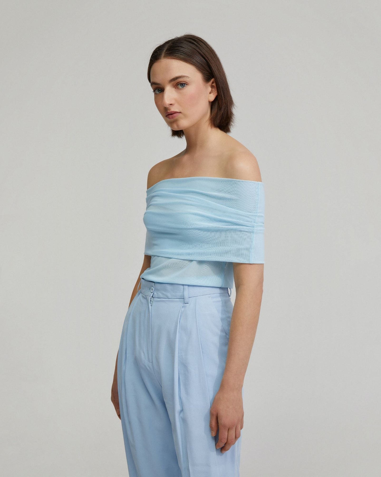 Nia Mesh Off-Shoulder Top