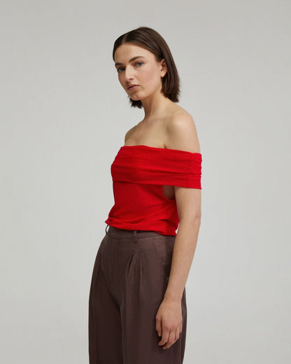 Nia Mesh Off-Shoulder Top
