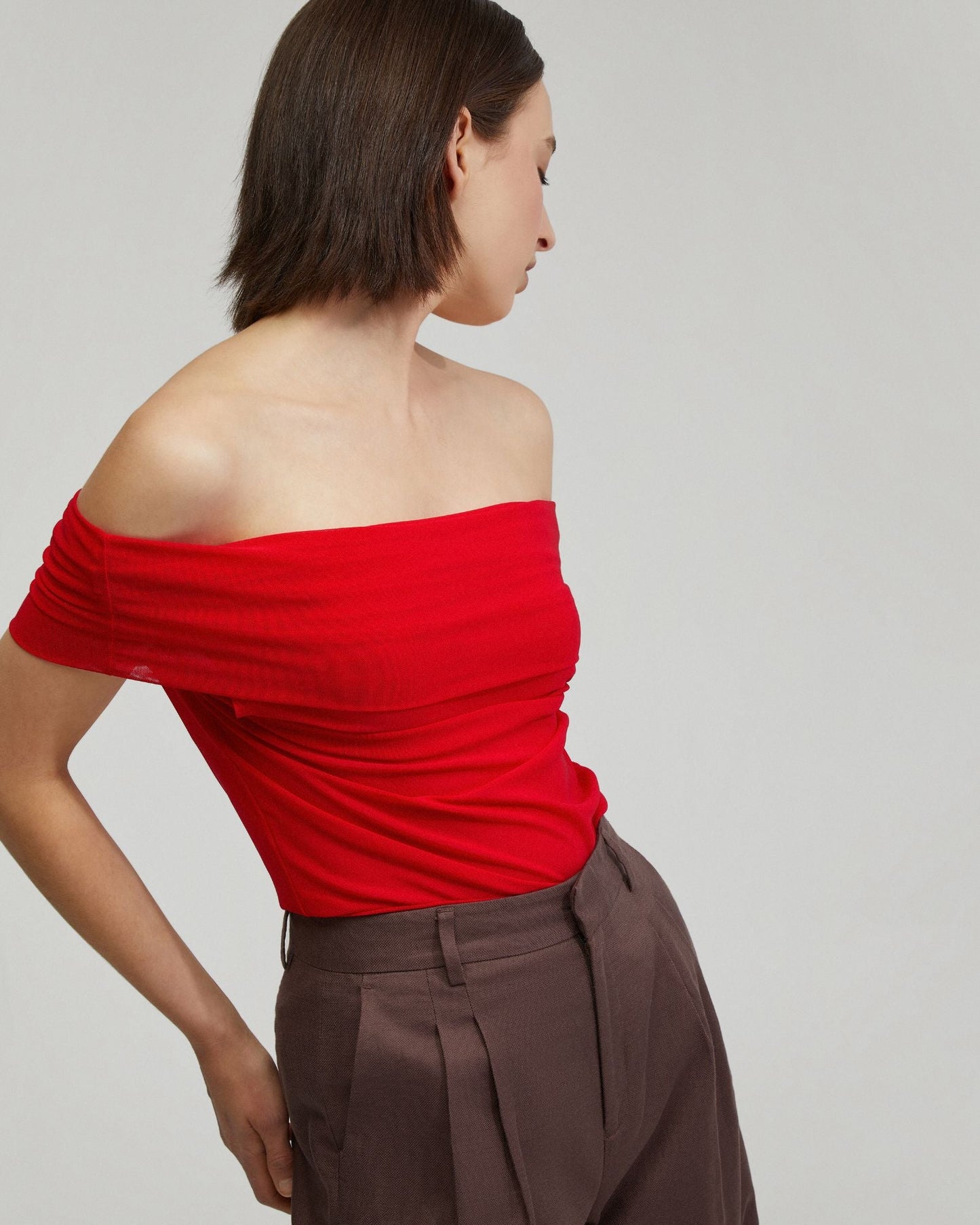 Nia Mesh Off-Shoulder Top