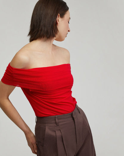 Nia Mesh Off-Shoulder Top