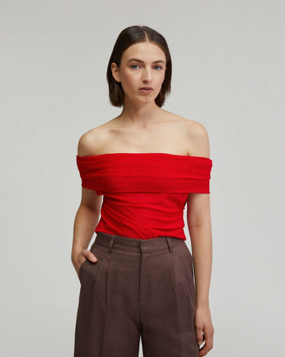 Nia Mesh Off-Shoulder Top