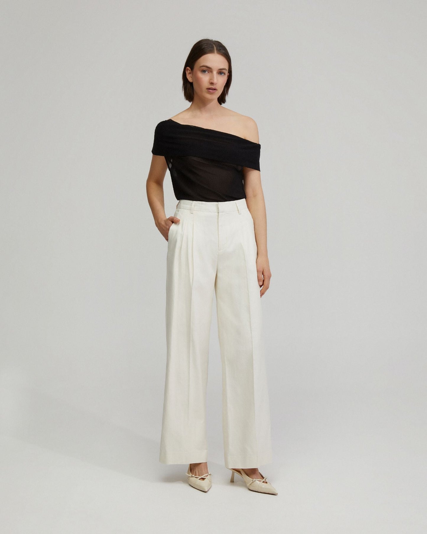 Nia Mesh Off-Shoulder Top