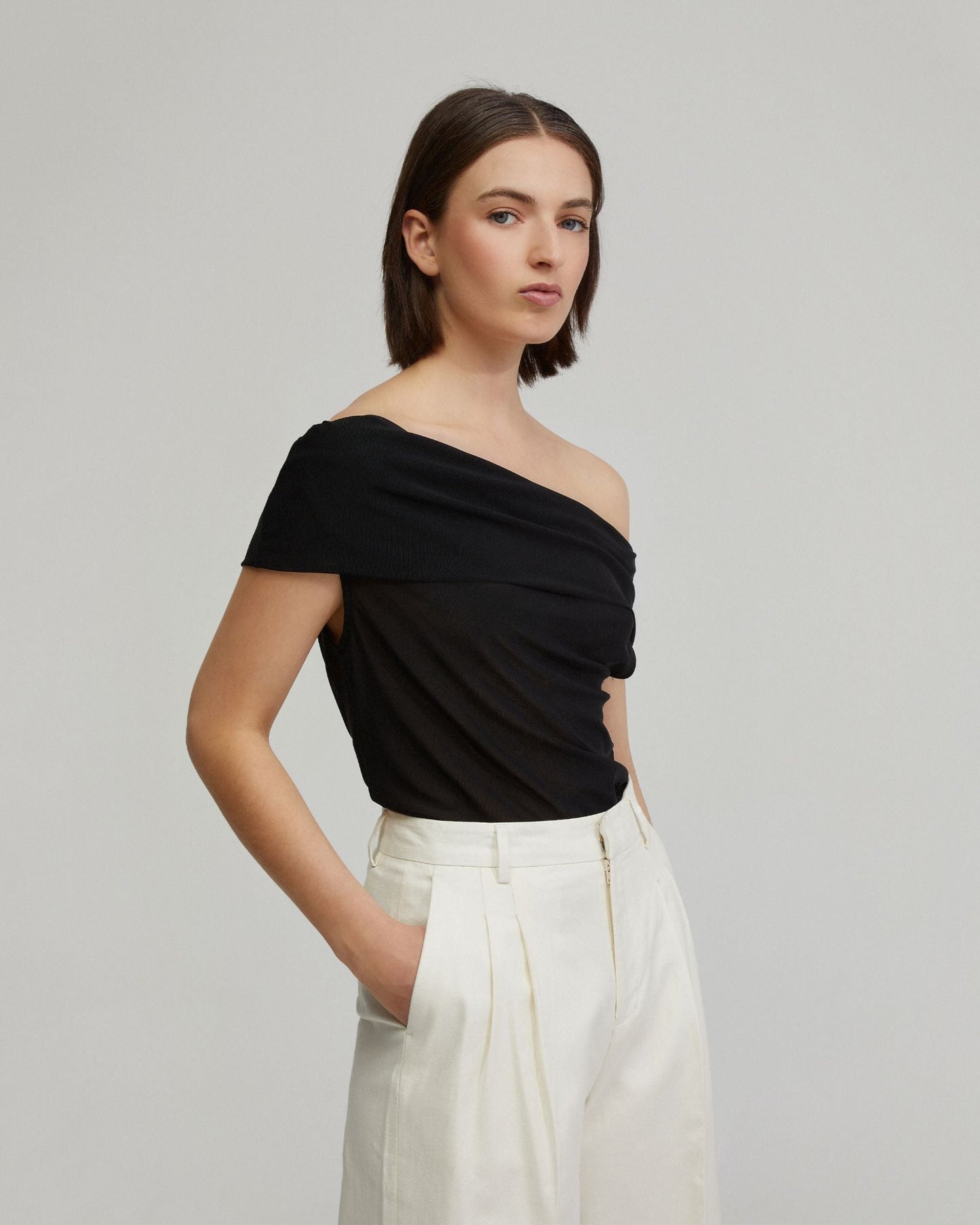 Nia Mesh Off-Shoulder Top