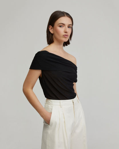 Nia Mesh Off-Shoulder Top