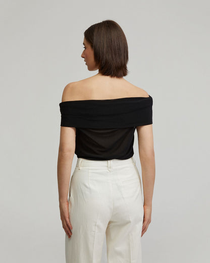 Nia Mesh Off-Shoulder Top