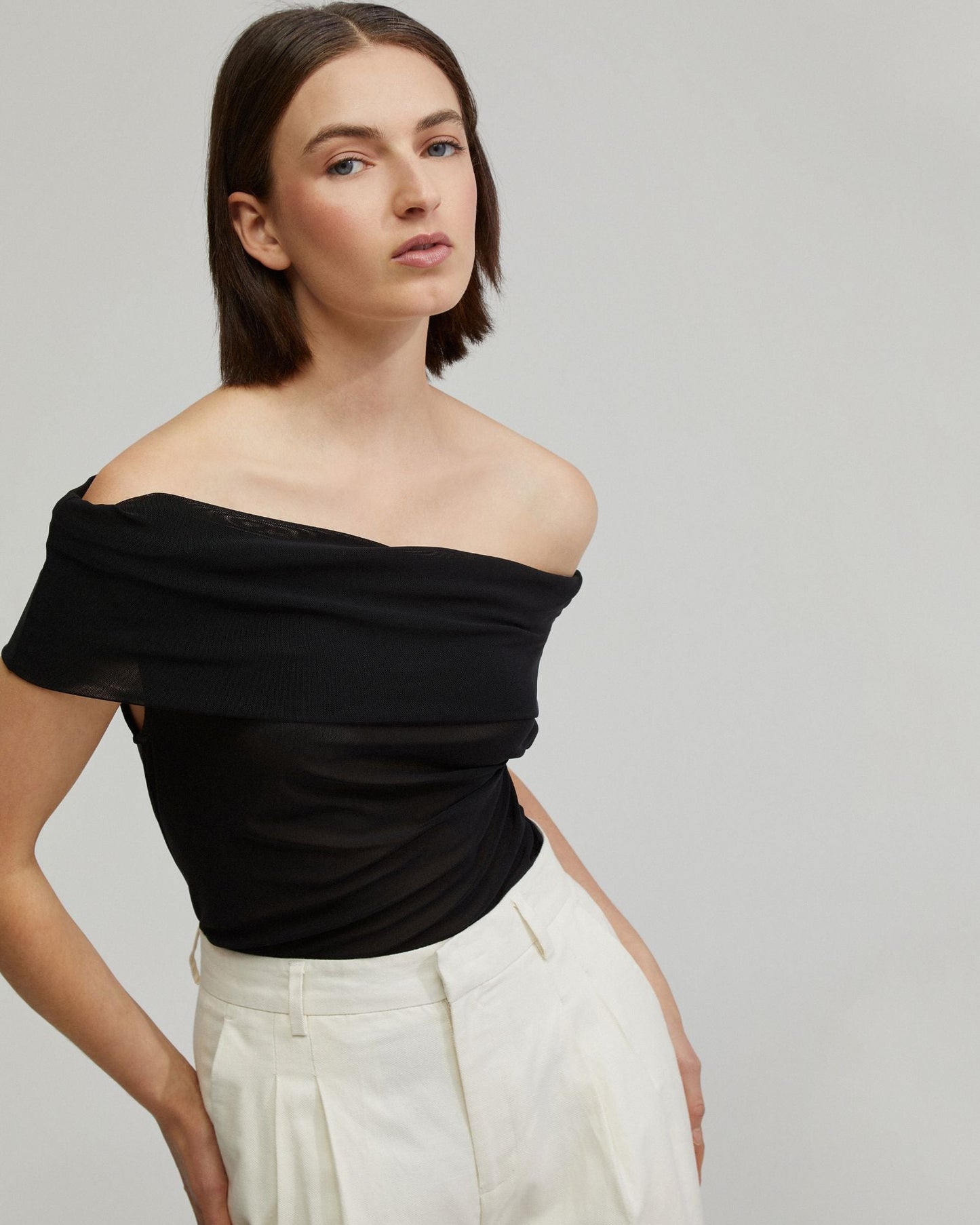 Nia Mesh Off-Shoulder Top